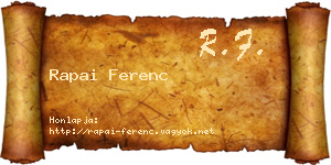 Rapai Ferenc névjegykártya