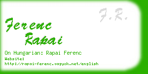 ferenc rapai business card